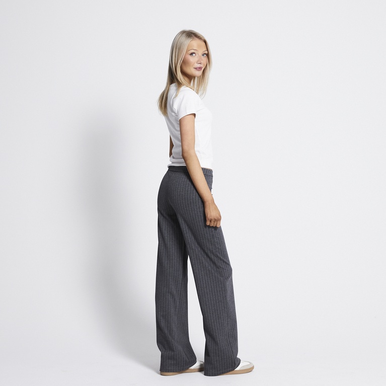 Low waist dress pants "Estrid" Dk Grey melange